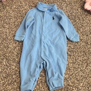 Ralph Lauren Light Blue Polo Collar Baby One-Piece Footie